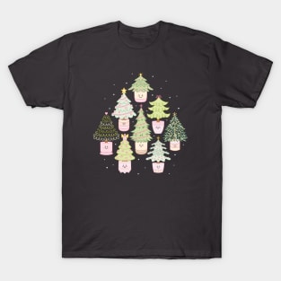 Happy Christmas Trees with Snow T-Shirt